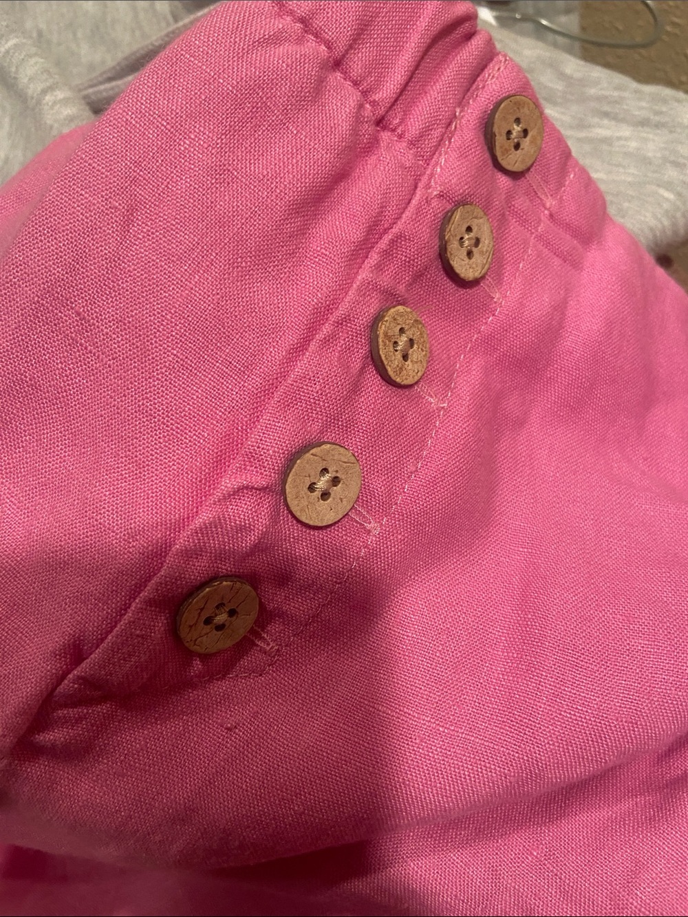 J. Jill Bright Pink Wide Leg Button-Accent Pants - Picture 7 of 9